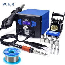 WEP 2-IN-1 Soldering Station Digital Solder Iron Kit Desoldering Gun Hot Air