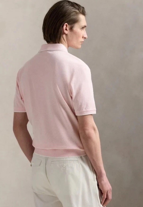 Polo Ralph Lauren Mens Jacquard Mesh Polo Shirt in  Pink Size XXL image 4