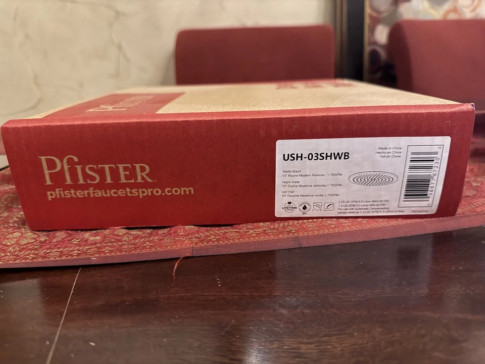 Pfister Verve USH-03SHWB Matte Black Modern Round 10" Raincan Showerhead | NEW - Image 2 of 4