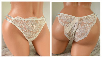 Victoria's Secret SMALL *VERY SEXY* DOUBLE SHINE STRAP THONG *White*