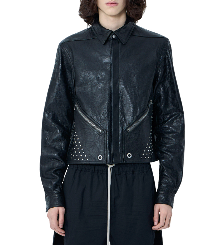 RICK OWENS Temple Black Studded Leather Jacket New & Authentic | eBay