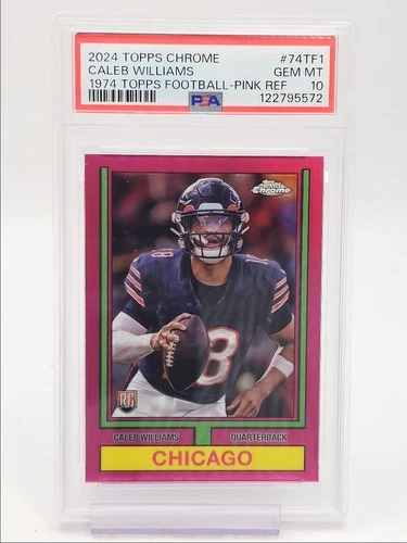 CALEB WILLIAMS 2024 TOPPS CHROME 1974 ROOKIE PINK REFRACTOR RC PSA 10 Q0004