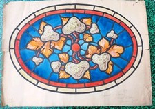 Marguerite Saur Dessinatrice  XXe Encre Aquarelle Papier Projet Vitrail 1919