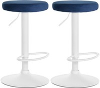 2Er Set Barhocker Ponte Samt Weiß Blau