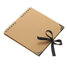 Scrapbook Photo Albums, 8x8 Inch 60 Pages with Ribbon Protector, Khaki, 1 Pcs