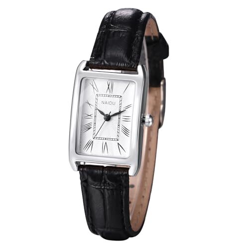 Womens Black And Silver Analog Quartz Leather Strap Solid Minimalist Wrist Watch Amazon.com: Top Plaza Womens Leather Watch,Fashion Casual  main image 3