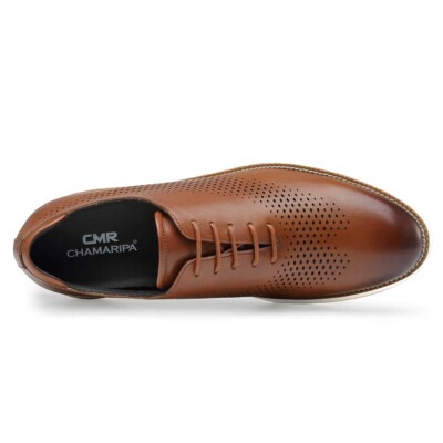 US11 CHAMARIPA height increase insoles men Brown Oxford leather 7cm/ 2.76 inches Height Increasing Shoes - Mens Elevator Dress Shoes - Brown  main image 3