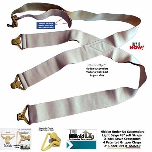 Traditionelle X Back Style 2" Under-Ups hellbraune Hosenträger für Männer mit dem ""No-Buz... - Bild 6 von 6