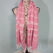 Wacoal pink white fringe scarf shawl wrap