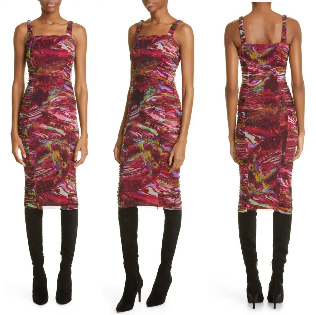 Fuzzi Abito Ruched Sleeveless Dress Sz M