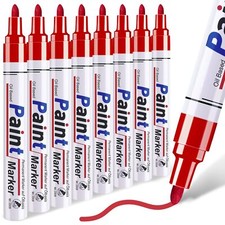 Red Paint Pen Permanent Paint Markers - 8 Oil Based Paint Pens Medium Tip Qui...