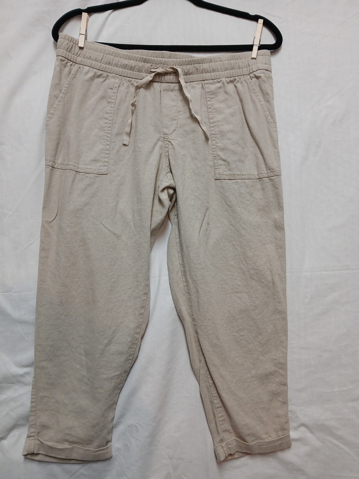 Old Navy Womens Linen Blend Pants Size M Cropped Mid Rise Lagenlook Minimalist