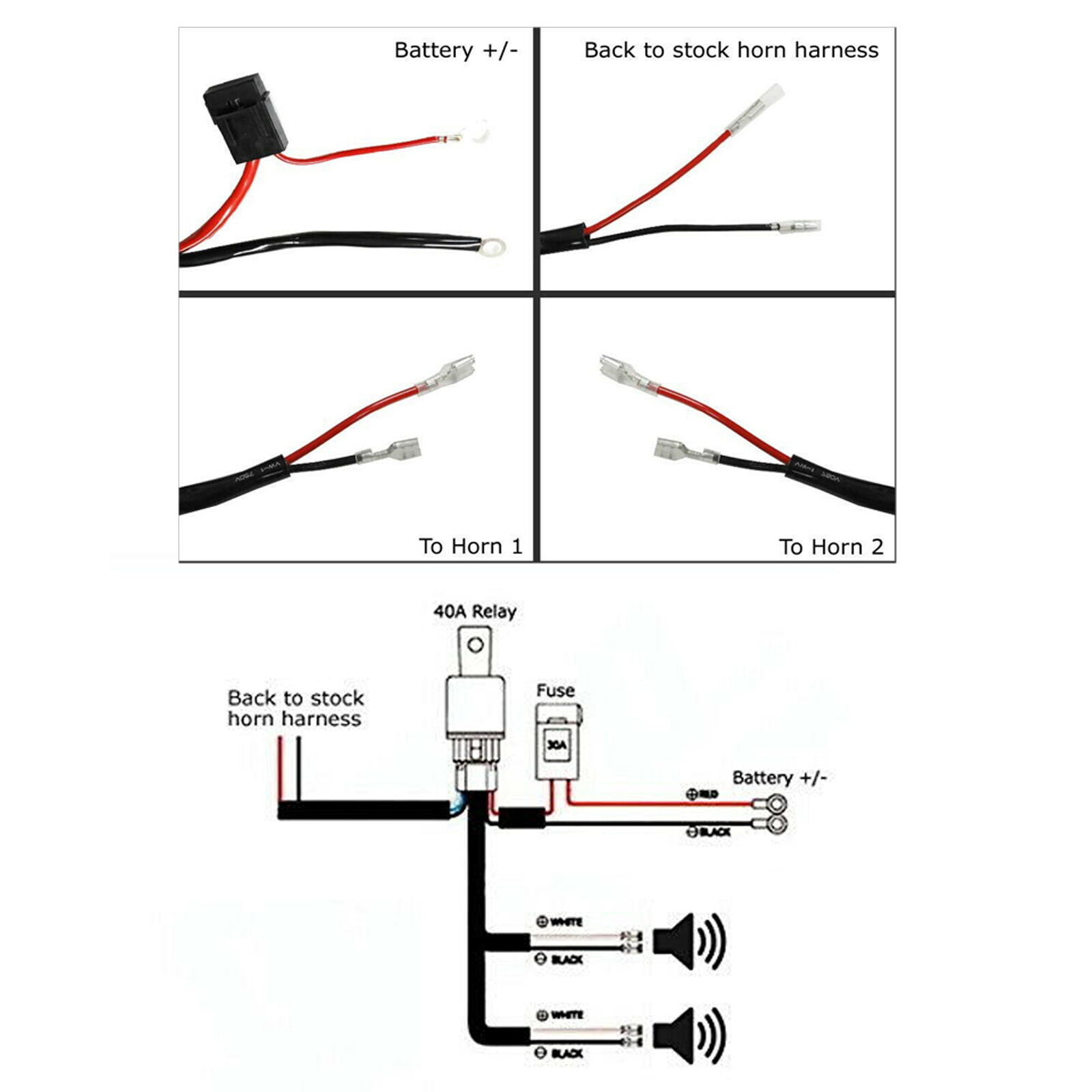 12V Horn Wiring Harness Relay Kit For Car Truck Grille Mount Blast Tone