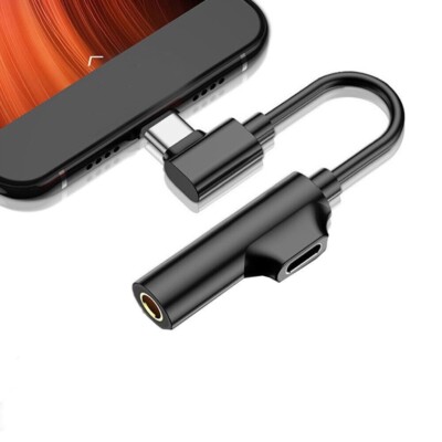 Headphone AUX Audio Jack USB C Cable Adapter Charge 2in1
