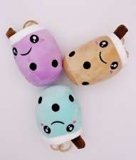 Kawaii BOBA Tea PLUSH KEYCHAIN Plushie Mini Bubble Milk Tea Keychains Gift