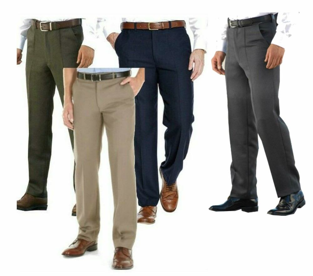 MENS HEAVY CAVALRY TWILL TROUSERS EXPENDABLE FLEXIBLE WAIST BAND SELF ADJUSTING