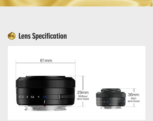 Lente de cámara de enfoque automático US TTArtisan 27 mm F2,8 AF montaje XF para Fujifilm Fuji XA7 - Imagen 5 de 14