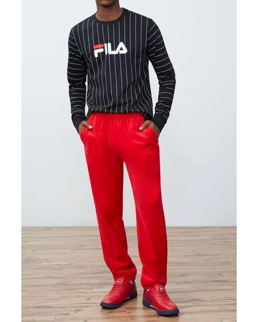 Men's Fila Filas Velour Pants Fleece Athletic Bottoms Fleece New