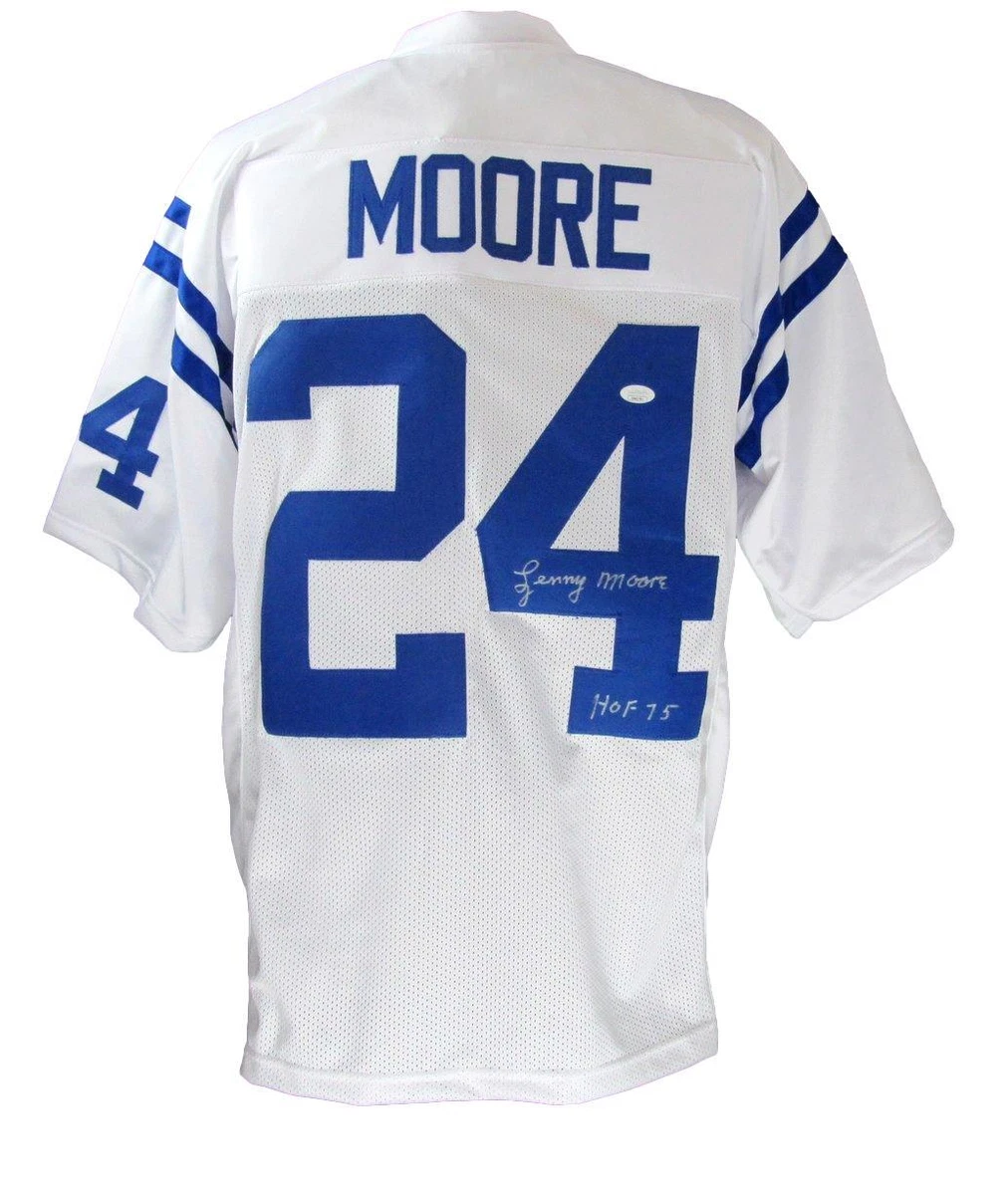 Lenny Moore HOF Autographed Inscribed Baltimore Colts Custom Football Jersey JSA