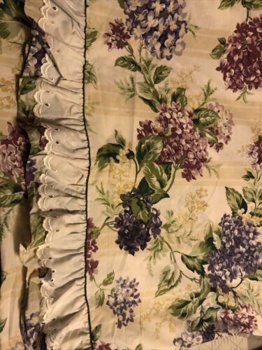 Vintage Westpoint Stevens Twin Flat Sheet FLORAL Country Cottage RUFFLES Purple