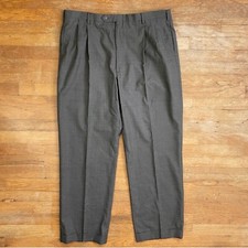 Vintage Mens Wool Pants Size 38x32 1990s Jos A Bank Taupe Woven Trousers