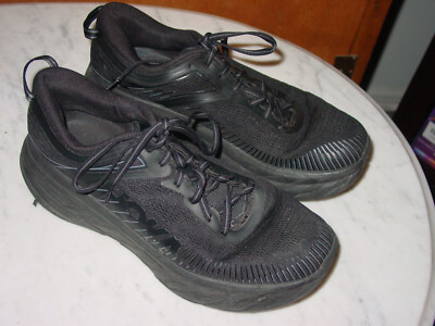 Mens Hoka One One Bondi Black 1110518 Black Running Shoes! Size