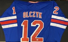 Eddie Olczyk New York Rangers Signed Auto Pro Style Retro Jersey ~ JSA COA