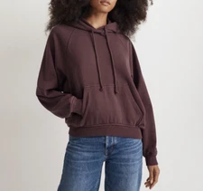 Madewell Chocolate Raisin Terry Relaxed Raglan-Sleeve Hooded Sweatshirt Sz XXL