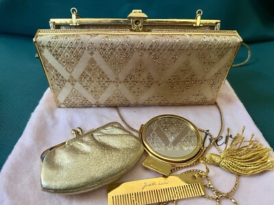 STUNNING JUDITH LEIBER GOLD SATIN PURSE MINAUDIÈRE