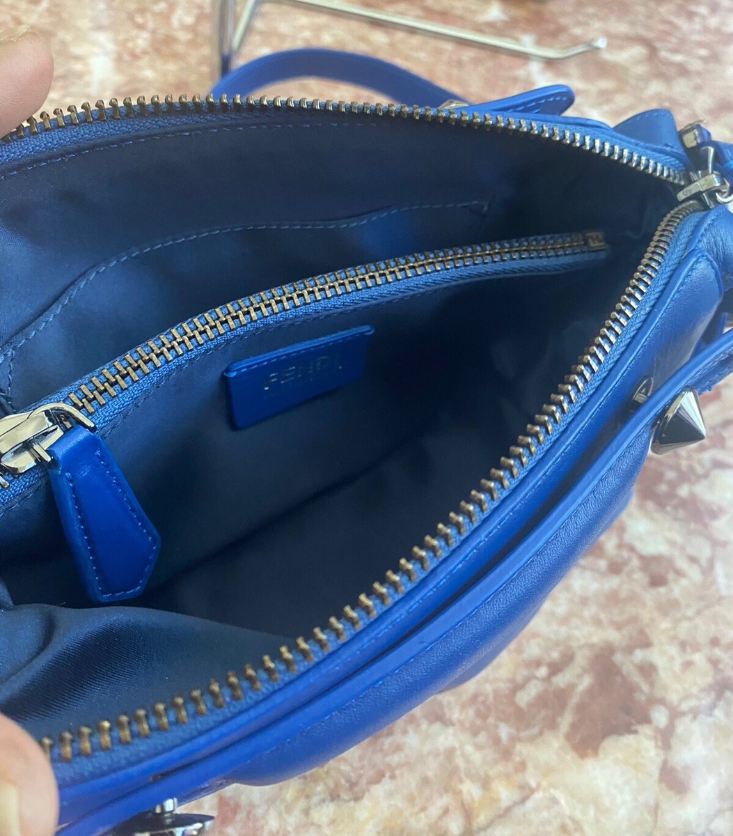 FENDI BLUE CRYSTAL EMBELLISHED LEATHER MINI BY THE WAY FENDI BLUE CRYSTAL EMBELLISHED LEATHER MINI BY THE WAY