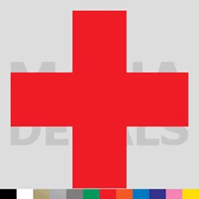 Red Cross Vinyl Die Cut Decal Sticker - Medical First Aid Plus Sign Symbol