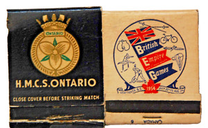 British Empire Games 1954 Vancouver H.M.C.S. Ontario Canada Matchbook Vintage