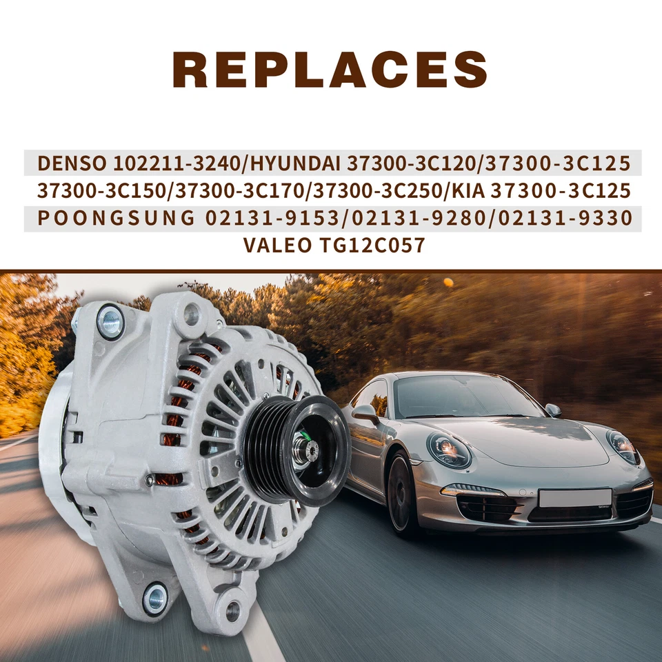 New Alternator for 2007-2011 Hyundai 3.3L 3.8L Azera 07-09 Santa Fe Sonata 06-10 - Image 3 of 4