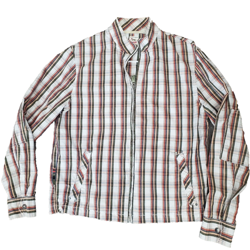 Shacket Plaid Full Zip Triple Five Soul Men's L Cotton Pockets Elbow patches VTG - Picture 2 of 8