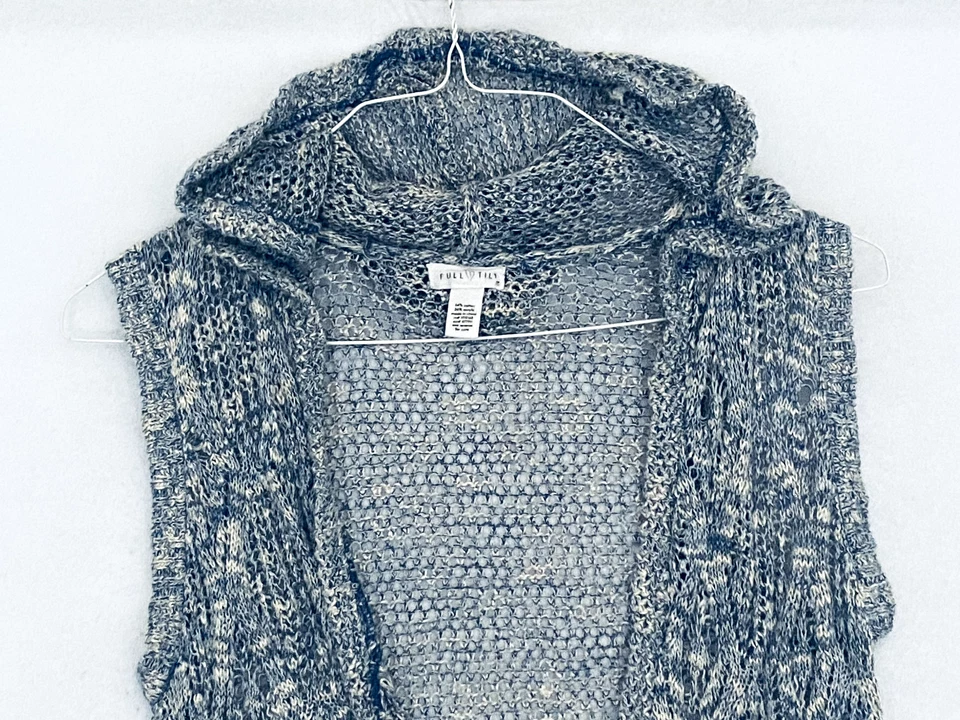 Кардиган вязаный с открытым передом полный наклон синий и белый размер средний - Изображение 2 из 4