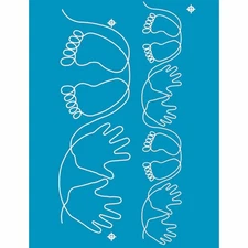 Quilting Full Line Stencil Baby Hands Feet Reusable A3 use with Pounce 60002