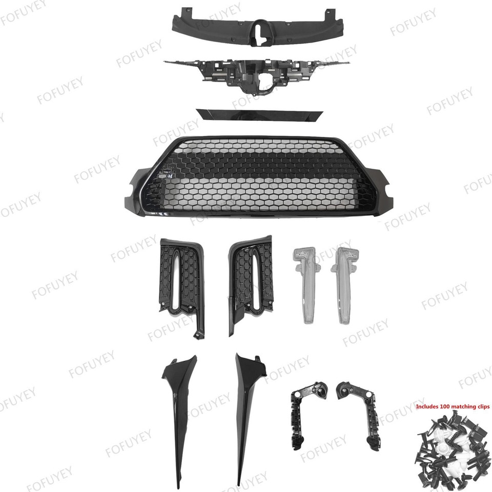 14-Piece Front Bumper Cover Kit For 2020-2024 Toyota Corolla SE/XSE – Upper/Lower Grille, Brackets & Fog Lamps, Textured Black