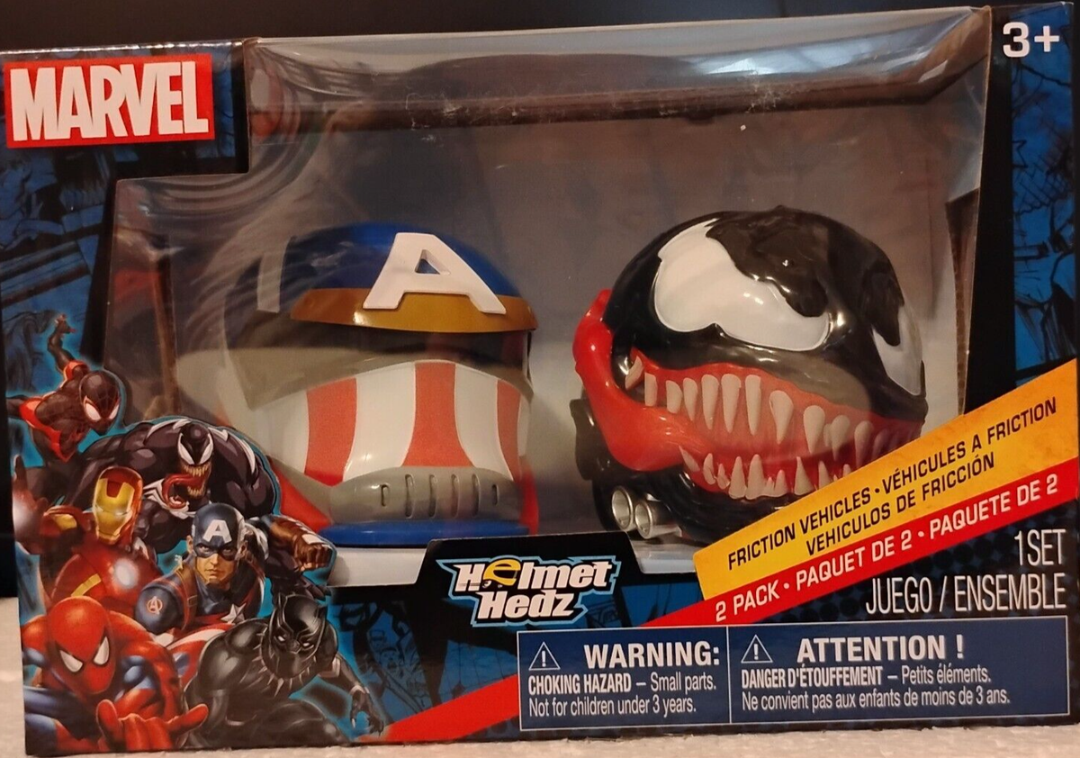 head×head×felice 3点セット！ ブーツ交換可能 2718 Marvel Helmet Hedz Friction Vehicles Captain America and Venom NIB