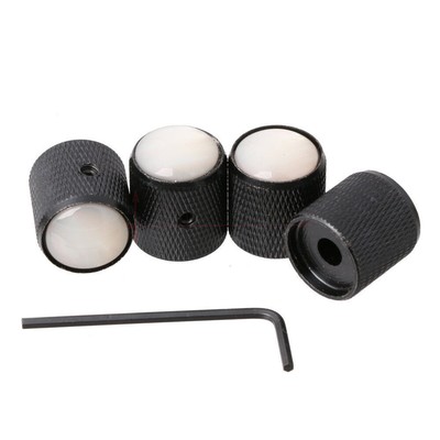 4PCS Volume Tone Control Dome Style Electric Guitar Bass Knobs Black #A6-39