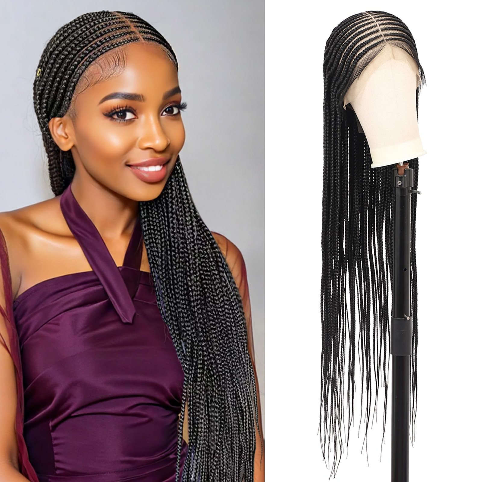 Brinbea 13x8 HD Lace Front Cornrow Braided Wig for Women Box Braids