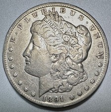 1891-CC MORGAN DOLLAR F/VF DETAILS KEY DATE CARSON CITY #3098