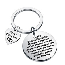 Bonus Daughter Gift Keychain Bonus Daughter Blessed 