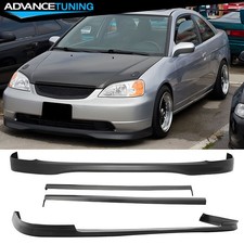 For 01-03 Honda Civic 4dr Tr Style Front Rear Bumper Lips Rs Style Side Skirts