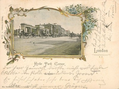 London, Hyde Park Corner  , alte Litho AK 1898 gel.