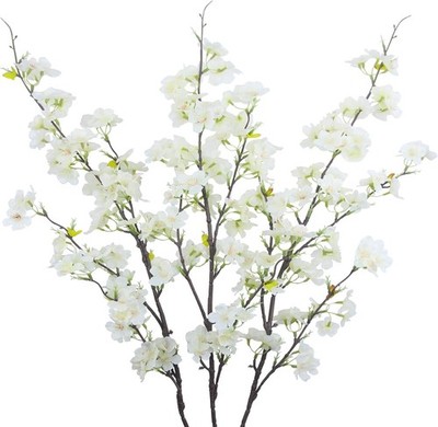 3Pcs Artificial Cherry Blossom Flower White Silk Peach Flowers Bulk Plum Blossom