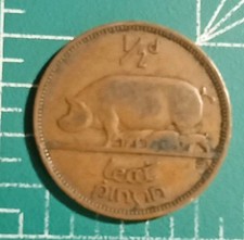 Ireland  ½ Penny 1942 Pingin Pigs KM-10 Bronze 