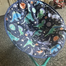 Kids Foldable Glow in Dark Dinosaur Blue Moon Chair Padded Seat Round Portable