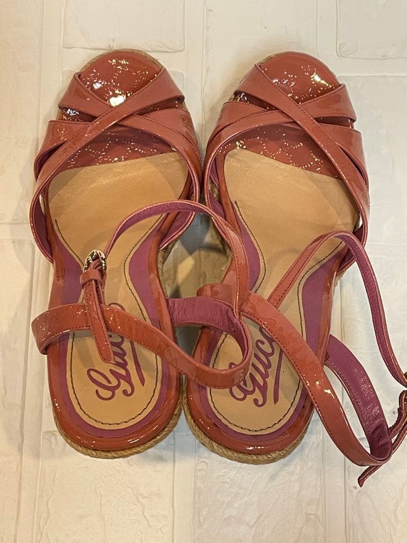 Gucci Wedge Sole Sandals Pink Patent Leather Size 36 US About6 For Women thumbnail 18