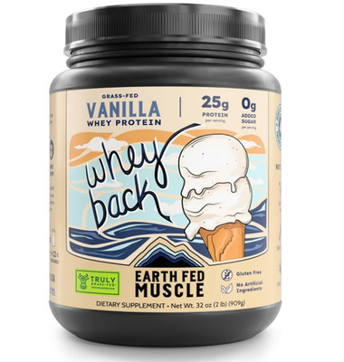 Earth Fed Muscle Whey Back Irish Grass Fed Whey Protein Isolate, Third-Party Cer