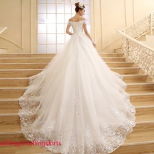 Bride Wedding Dress Korean Off Shoulder Lace Sequin Embroidery Long Tailing Dres